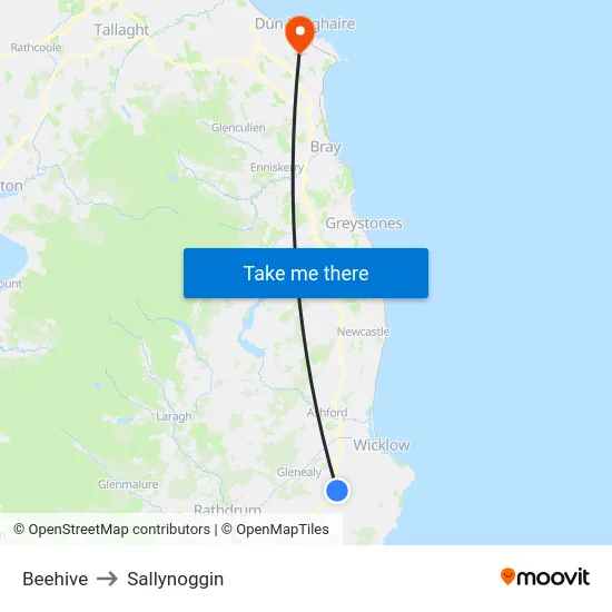 Beehive to Sallynoggin map