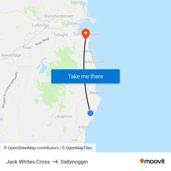 Jack Whites Cross to Sallynoggin map