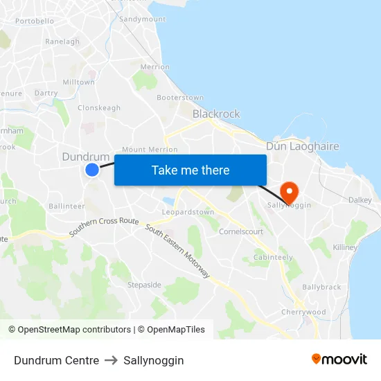 Dundrum Centre to Sallynoggin map