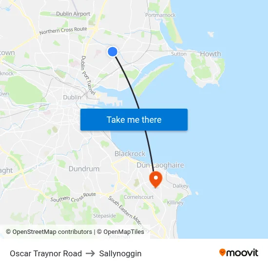 Oscar Traynor Road to Sallynoggin map