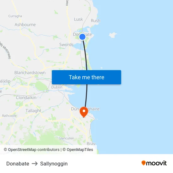 Donabate to Sallynoggin map