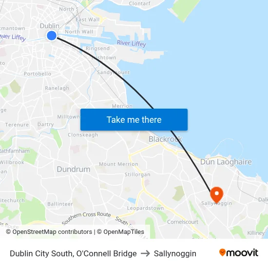 Dublin City South, O'Connell Bridge to Sallynoggin map
