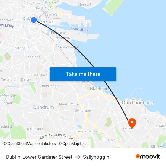 Dublin, Lower Gardiner Street to Sallynoggin map