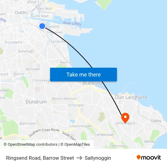 Ringsend Road, Barrow Street to Sallynoggin map
