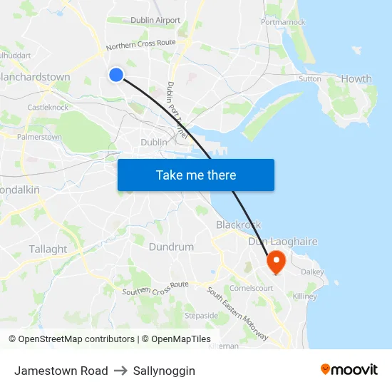 Jamestown Road to Sallynoggin map