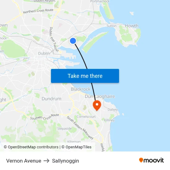 Vernon Avenue to Sallynoggin map