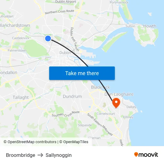 Broombridge to Sallynoggin map