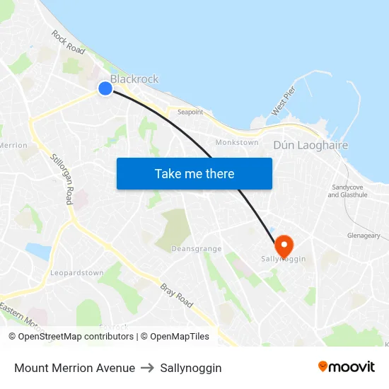 Mount Merrion Avenue to Sallynoggin map