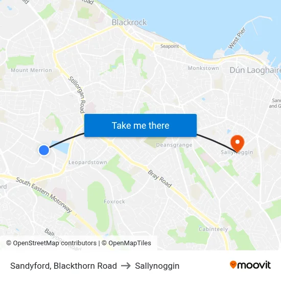 Sandyford, Blackthorn Road to Sallynoggin map