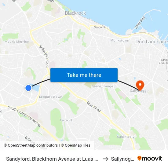 Sandyford, Blackthorn Avenue at Luas Station to Sallynoggin map