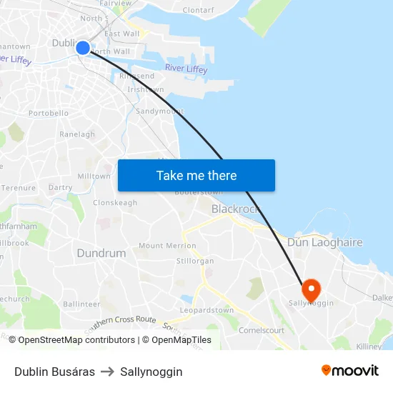 Dublin Busáras to Sallynoggin map