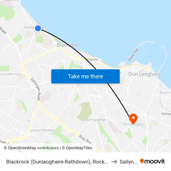 Blackrock (Dunlaoghaire-Rathdown), Rock Road (Booterstown Hall) to Sallynoggin map