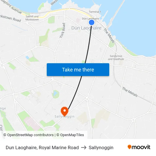 Dun Laoghaire, Royal Marine Road to Sallynoggin map