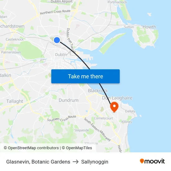 Glasnevin, Botanic Gardens to Sallynoggin map