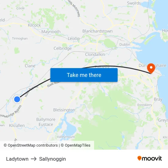 Ladytown to Sallynoggin map