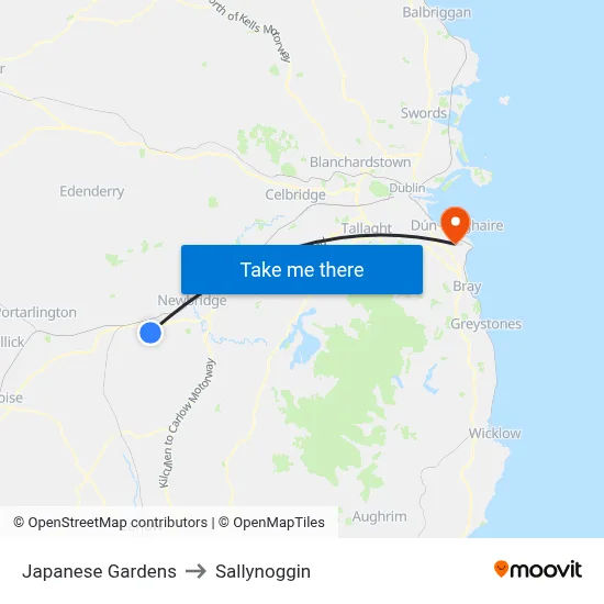Japanese Gardens to Sallynoggin map