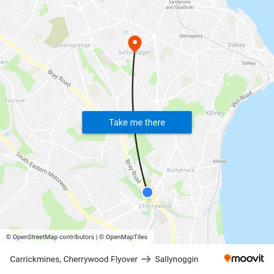 Carrickmines, Cherrywood Flyover to Sallynoggin map