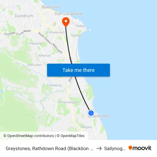 Greystones, Rathdown Road (Blacklion Manor) to Sallynoggin map