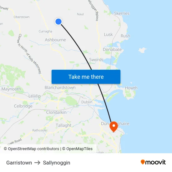 Garristown to Sallynoggin map