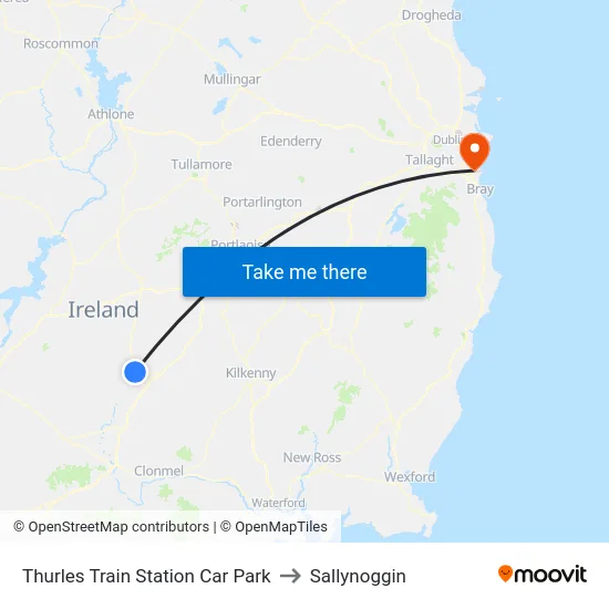 Thurles Station to Sallynoggin map