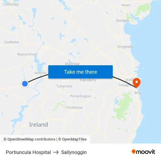 Portiuncula Hospital to Sallynoggin map