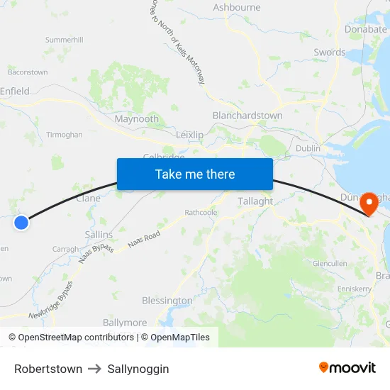 Robertstown to Sallynoggin map