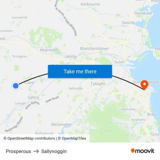 Prosperous to Sallynoggin map