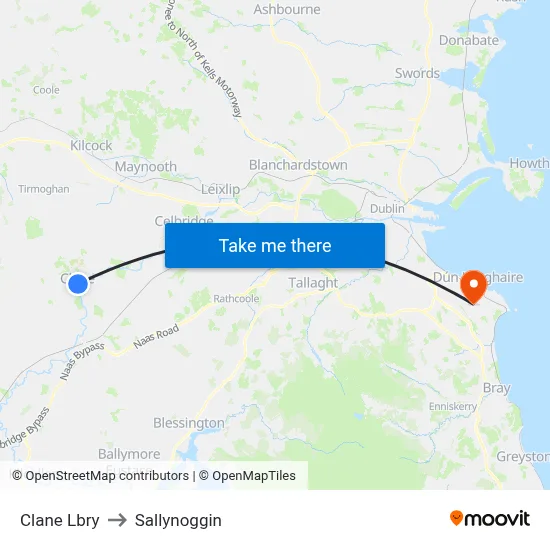 Clane Lbry to Sallynoggin map