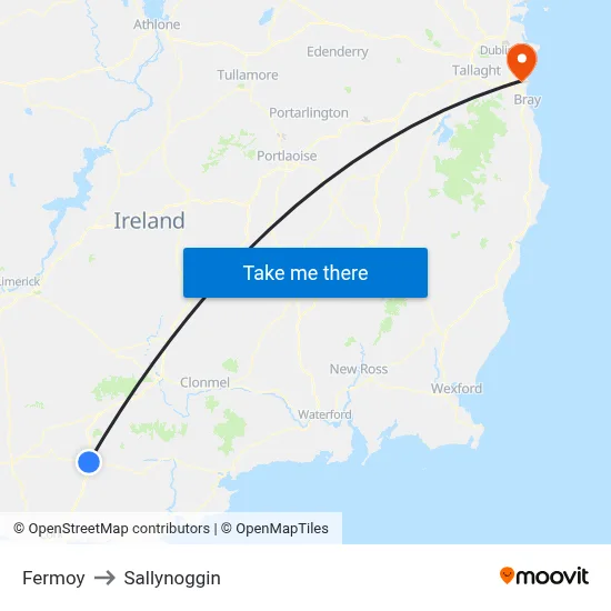 Fermoy to Sallynoggin map