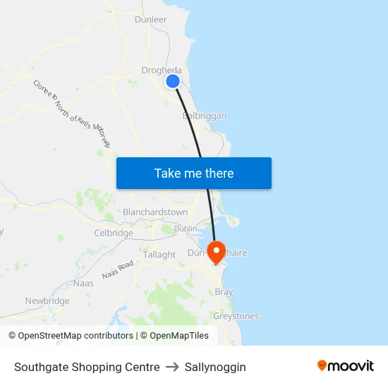 Southgate Shopping Centre to Sallynoggin map