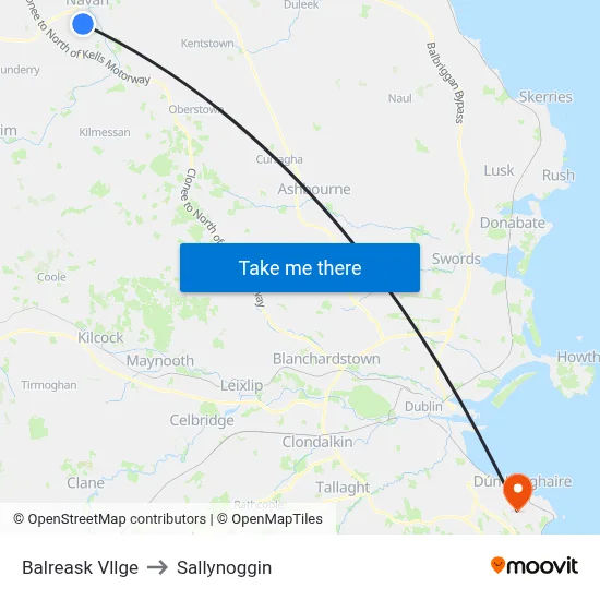 Balreask Vllge to Sallynoggin map