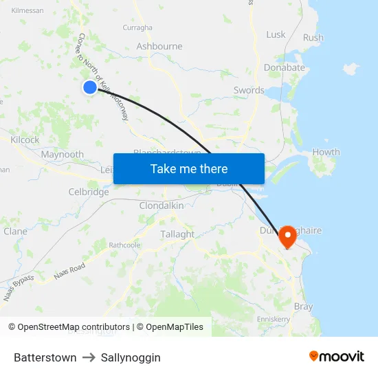 Batterstown to Sallynoggin map