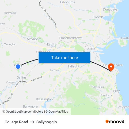 College Road to Sallynoggin map