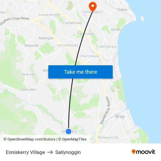 Enniskerry Village to Sallynoggin map