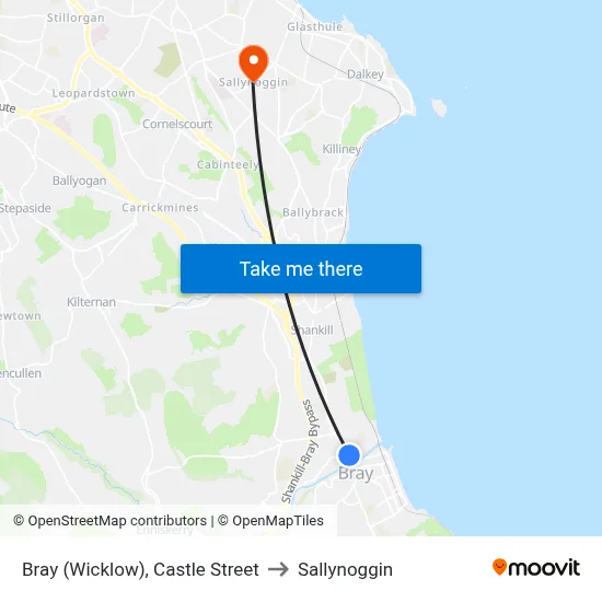 Bray (Wicklow), Castle Street to Sallynoggin map