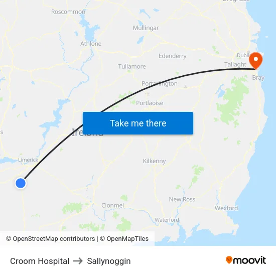 Croom Hospital to Sallynoggin map