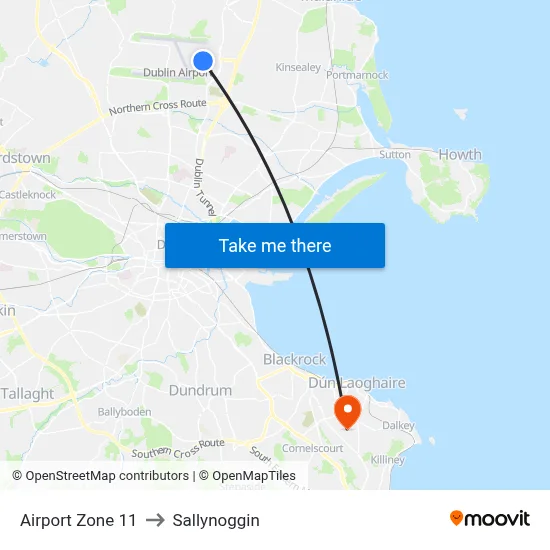 Airport Zone 11 to Sallynoggin map