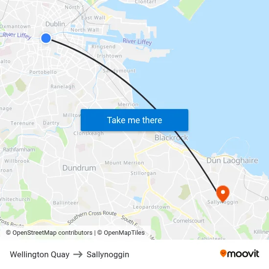Wellington Quay to Sallynoggin map