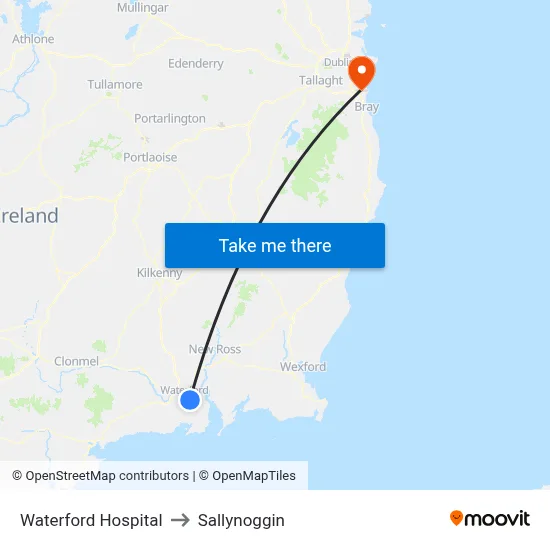 Waterford Hospital to Sallynoggin map
