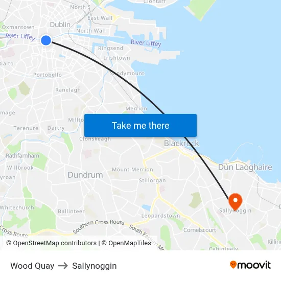 Wood Quay to Sallynoggin map