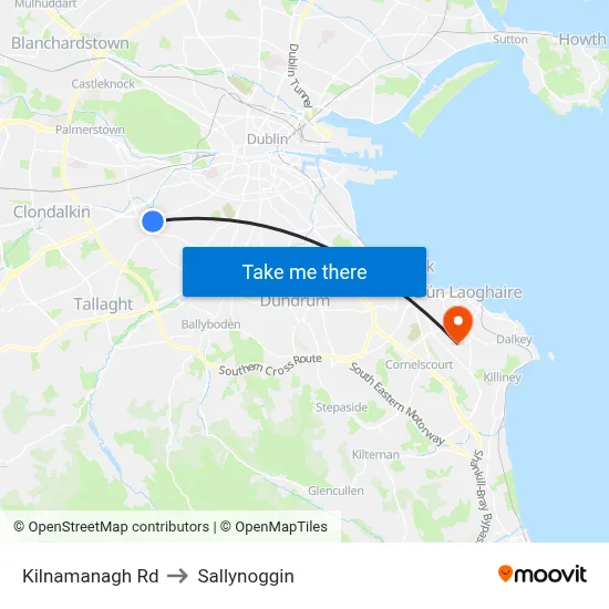 Kilnamanagh Rd to Sallynoggin map