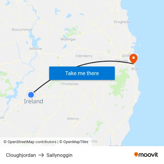 Cloughjordan to Sallynoggin map