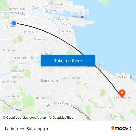 Fatima to Sallynoggin map