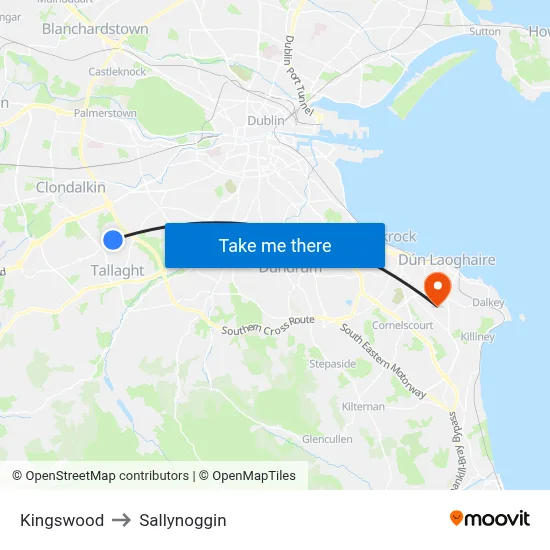 Kingswood to Sallynoggin map