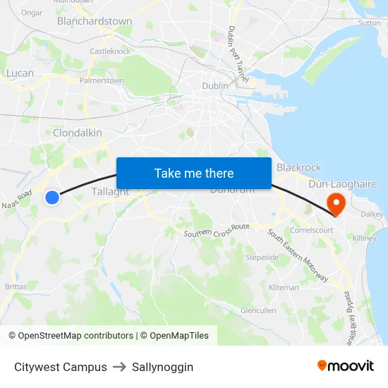Citywest Campus to Sallynoggin map