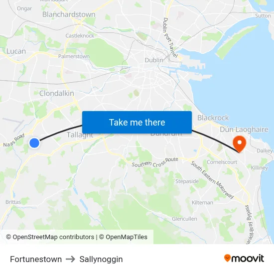 Fortunestown to Sallynoggin map