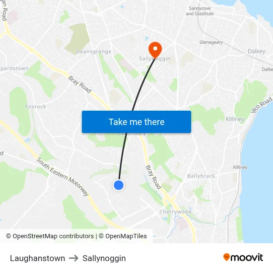 Laughanstown to Sallynoggin map