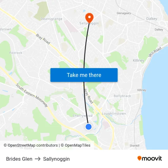 Brides Glen to Sallynoggin map
