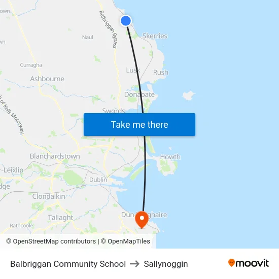Balbriggan Comm Sch to Sallynoggin map