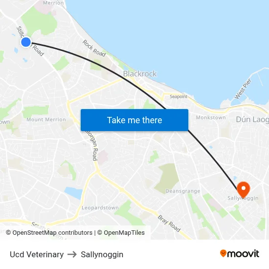 Ucd Veterinary to Sallynoggin map